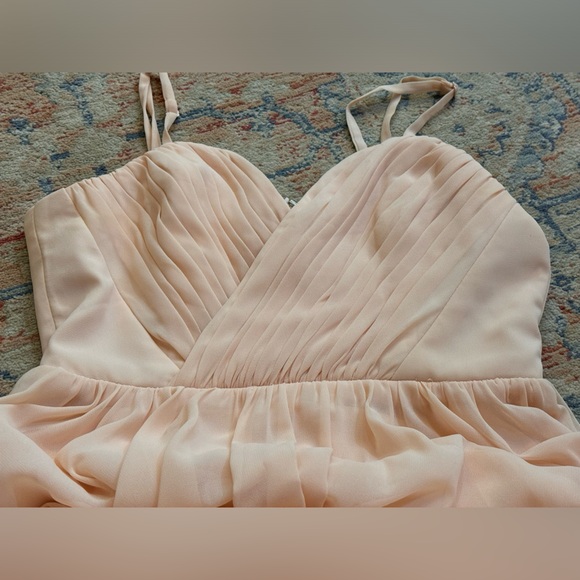 Lulu’s Blush peach full length chiffon maxi gown Size Small. Prom. Bridesmaid - Picture 3 of 8